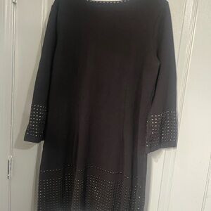 NIC+ZOE Black Long Sleeve Crew Neck Sweater Dress